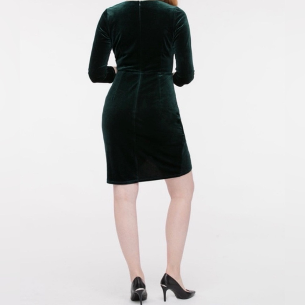 Ricki's Velvet Wrap Dress in Deep Green - Picture 2 of 10